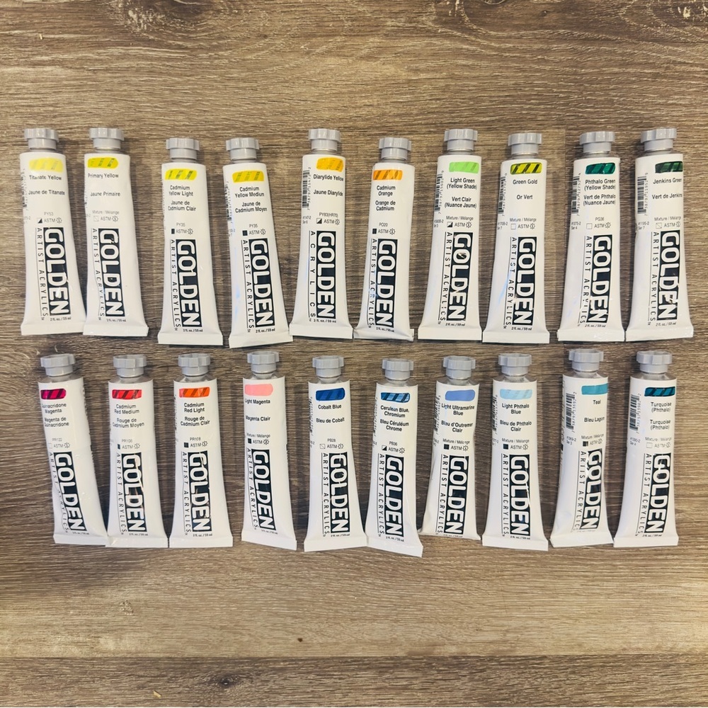New Golden Heavy Body Acrylic Paint Lot -20 Tubes Artist Grade Paint Supplies